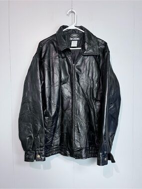 LeWorld Fine Leathers Black Faux Leather Jacket XL